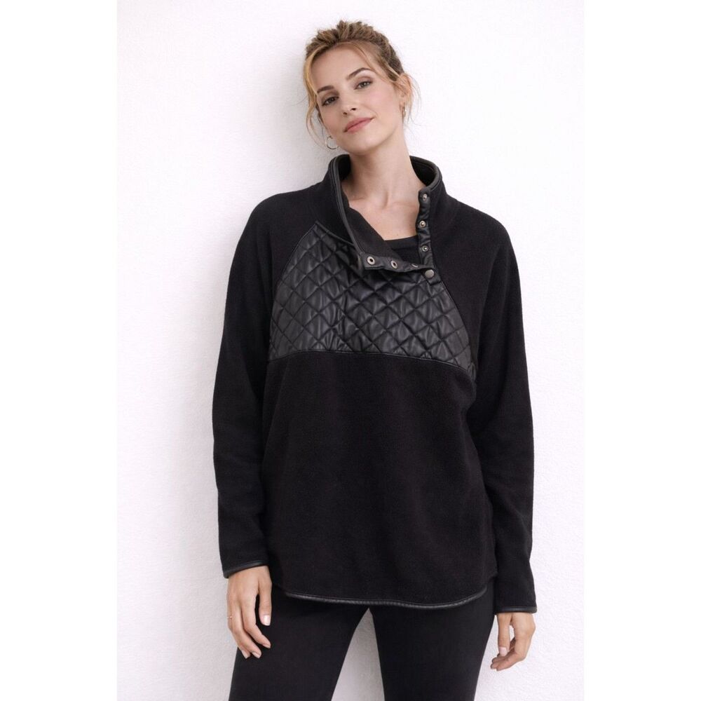 ABERCROMBIE‎ & FITCH Moto Fleece Pullover Black Medium